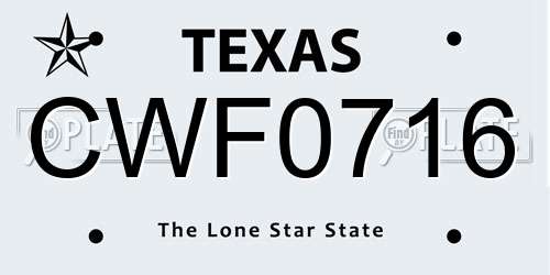 CWF0716 Texas License Plate