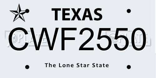 CWF2550 Texas License Plate