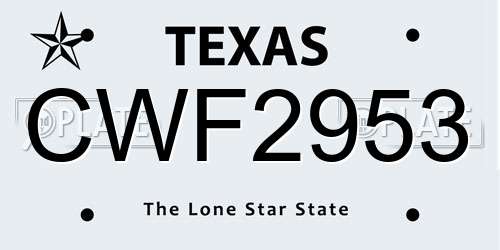 CWF2953 Texas License Plate