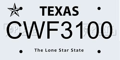 CWF3100 Texas License Plate