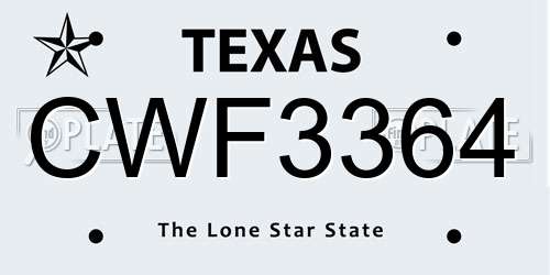 CWF3364 Texas License Plate