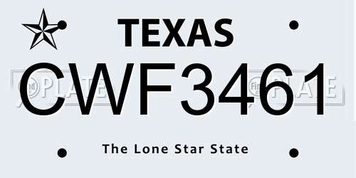 CWF3461 Texas License Plate