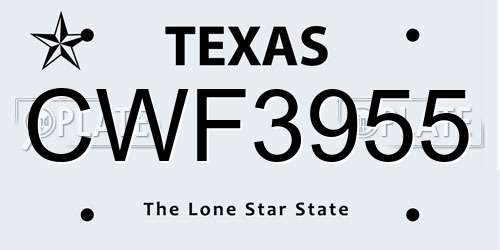 CWF3955 Texas License Plate