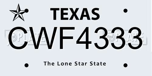 CWF4333 Texas License Plate