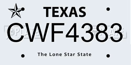 CWF4383 Texas License Plate