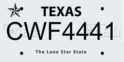 CWF4441 Texas License Plate