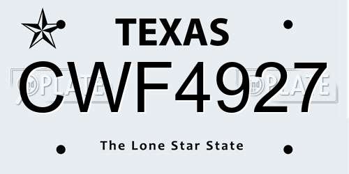 CWF4927 Texas License Plate