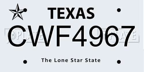 CWF4967 Texas License Plate