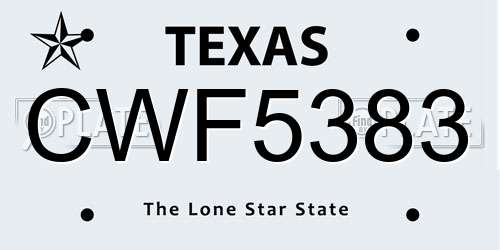 CWF5383 Texas License Plate