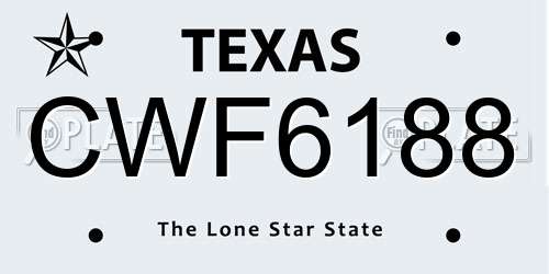 CWF6188 Texas License Plate
