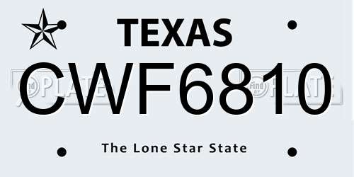 CWF6810 Texas License Plate