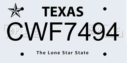 CWF7494 Texas License Plate