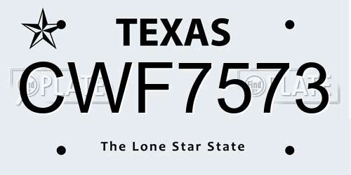 CWF7573 Texas License Plate