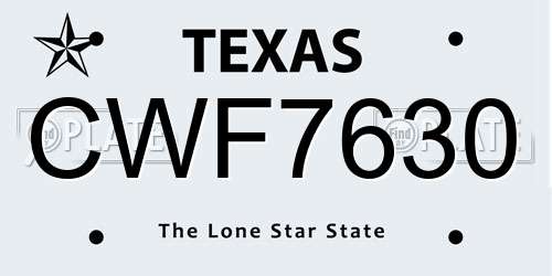 CWF7630 Texas License Plate