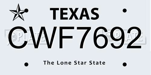 CWF7692 Texas License Plate
