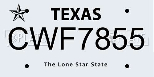 CWF7855 Texas License Plate