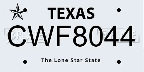 CWF8044 Texas License Plate