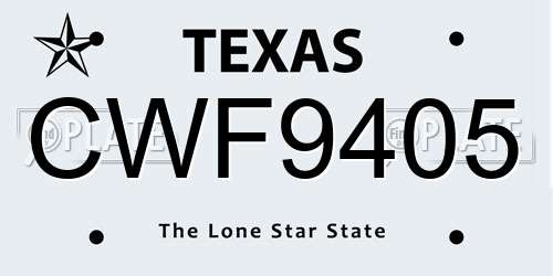 CWF9405 Texas License Plate