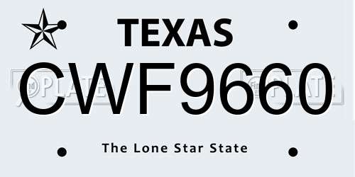 CWF9660 Texas License Plate