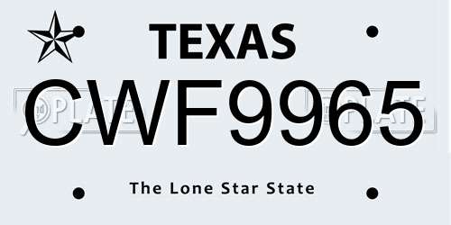 CWF9965 Texas License Plate