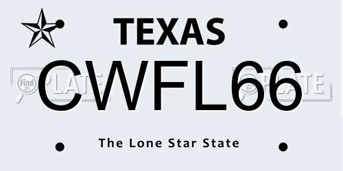 CWFL66 Texas License Plate