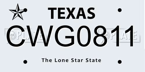 CWG0811 Texas License Plate