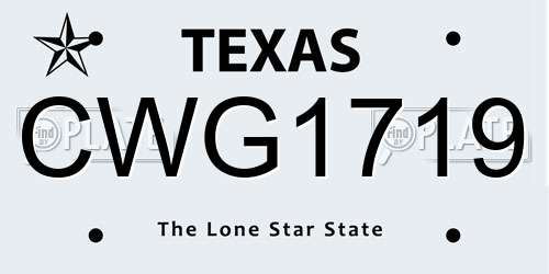 CWG1719 Texas License Plate
