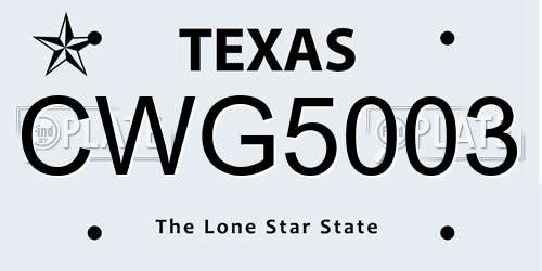 CWG5003 Texas License Plate