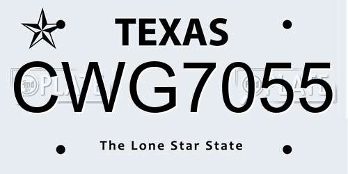 CWG7055 Texas License Plate