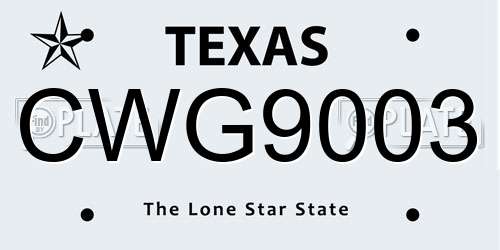 CWG9003 Texas License Plate