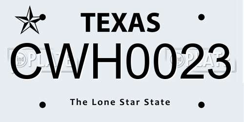 CWH0023 Texas License Plate