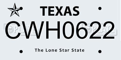CWH0622 Texas License Plate