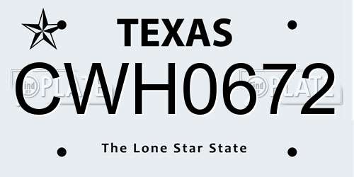 CWH0672 Texas License Plate