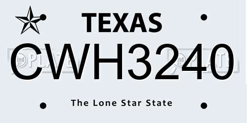 CWH3240 Texas License Plate