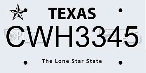 CWH3345 Texas License Plate
