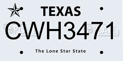 CWH3471 Texas License Plate