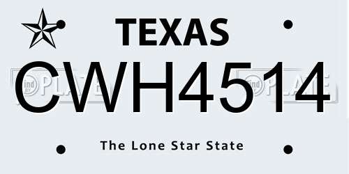 CWH4514 Texas License Plate