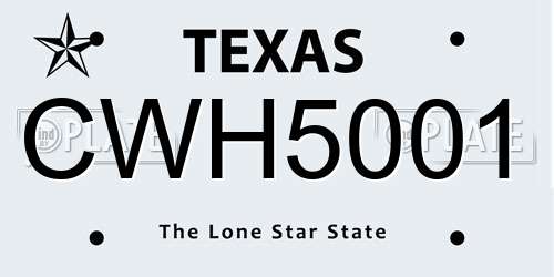 CWH5001 Texas License Plate
