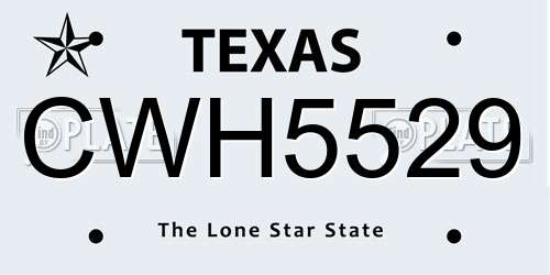 CWH5529 Texas License Plate