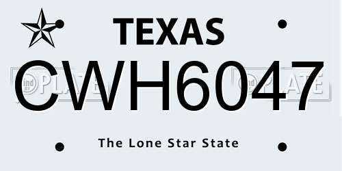 CWH6047 Texas License Plate