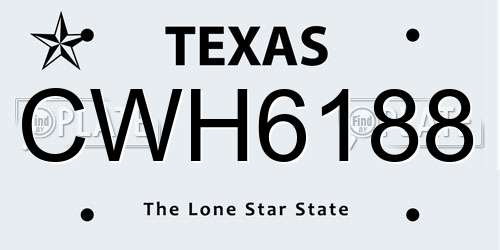 CWH6188 Texas License Plate
