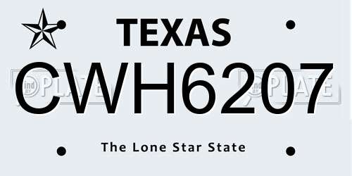 CWH6207 Texas License Plate