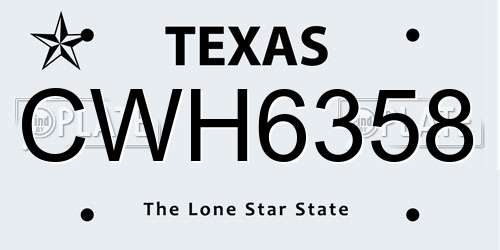 CWH6358 Texas License Plate
