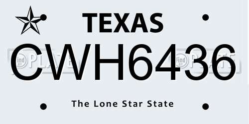 CWH6436 Texas License Plate