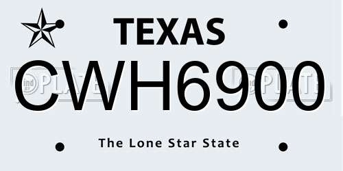 CWH6900 Texas License Plate