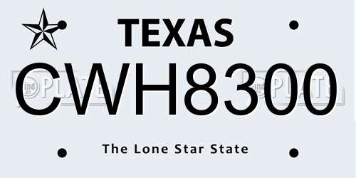 CWH8300 Texas License Plate