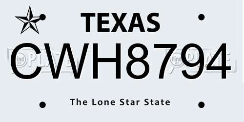 CWH8794 Texas License Plate