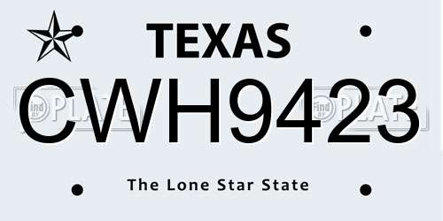 CWH9423 Texas License Plate