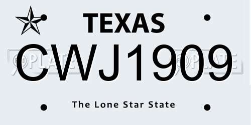 CWJ1909 Texas License Plate