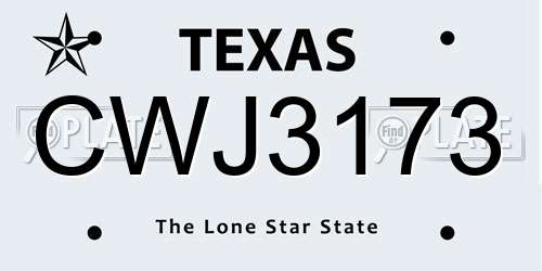 CWJ3173 Texas License Plate